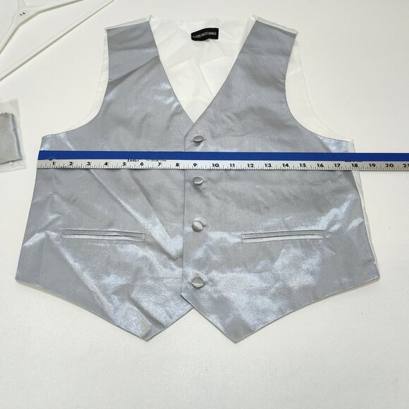 American Exchange Satin Formal Vest Matching Pocket Square Boy's Size 14 NWOT - Picture 8 of 9